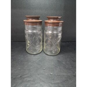 Anchor Hocking Embossed Jars, Fan Cross Design Canisters, Set of 2 Kitchen Decor